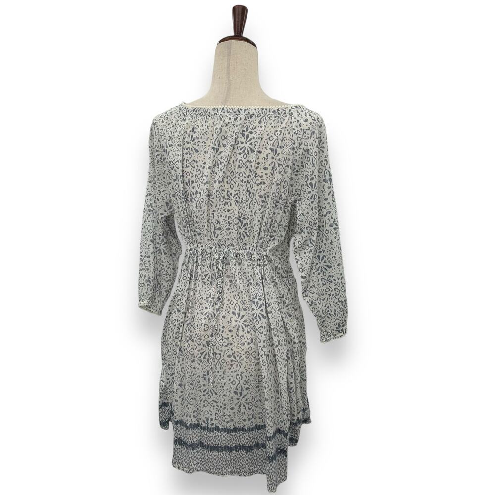 Athleta Honey Dress Size Medium White Blue Spotted Print Fit & Flare Smocked EUC - Picture 7 of 10